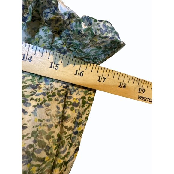 J Crew Floral Green & Cream Sleeveless Silk Dress Size 8 Adjustable Straps - Picture 12 of 12